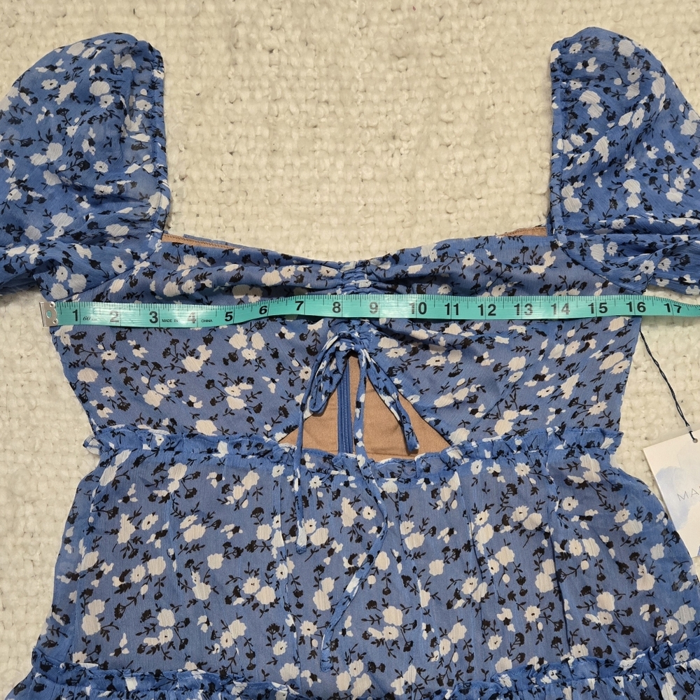 Revolve MAJORELLE Ailish Mini Dress Blue Ditsy Floral Size Small - Picture 15 of 16